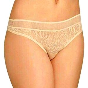 NWT Dkny Signature Tailored Nude Stretch Lace Floral Pattern Thong Panty Size S